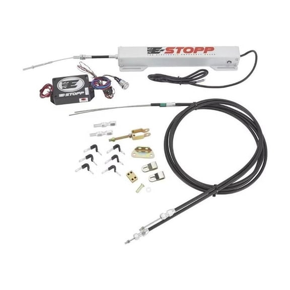 Speedway Motors Electric Emergency Parking Brake Kit with Cables and Brackets, Universal Push Button Electronic E-Brake Actuator for Disc or Drum Brake Systems
