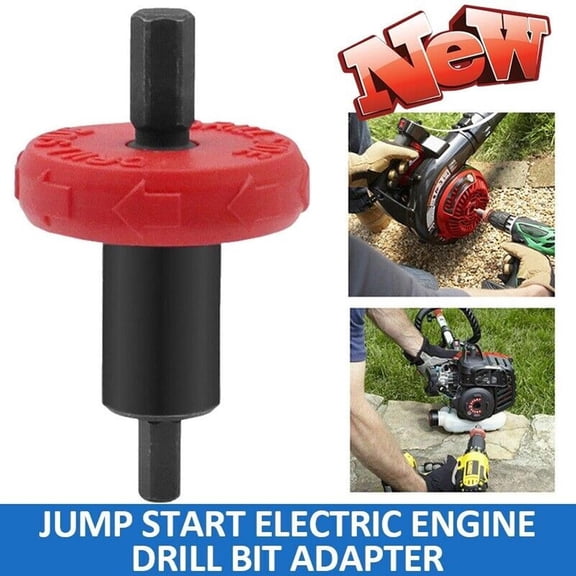 Electric Engine Starter Drill Bit Adapter - String Trimmer Power Attachment, CRV Steel Easy-Start Bit Replacement for Handheld Leaf Blowers