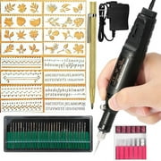 Electric Engraver Pen,Engraving Tool Kit for Metal Glass Ceramic Plastic Wood Jewelry with Polishing Head,Scriber Etcher & Stencils Us Plug