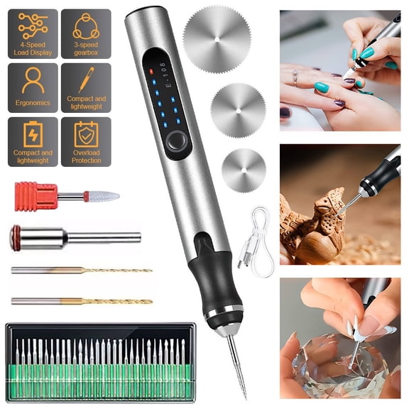 Electric Engraving Pen with 37 Bits,3-Speed Adjust,USB Rechargeable,Rotary Tool for 60+ Surfaces - Mini Electric DIY Engraving Pen Kit Cordless Rotary Tools for Personalization & Gifts