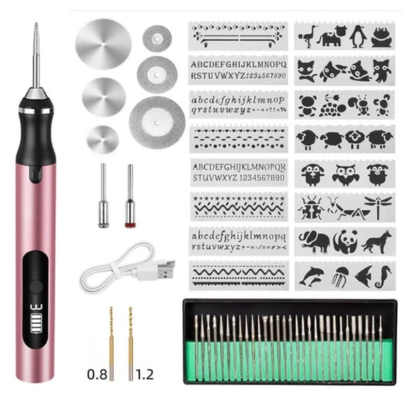 Electric Engraving Pen Kit with 30 Bits, Mini Portable Electric Engraver Tool for Jewelry Wood Metal Stone Plastic Glass Etching