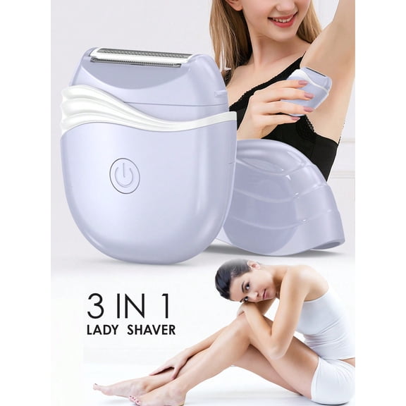 Electric Epilator For Women Portable Hair Removal Device Lady Razor Hair Shaver 3 IN 1 Multifunction Cordless Electric Trimmer For Body Leg Armpit Bikini Private Part Hair Remove Machine Purple