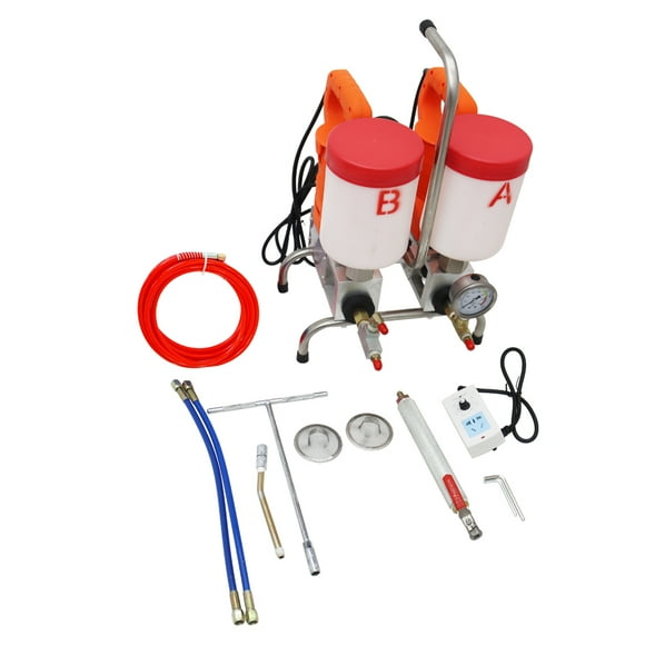 Electric Epoxy Polyurethane Foam Injection Pump Grouting Machine Dual Motor Dual Buckets Pouring Tool 220V