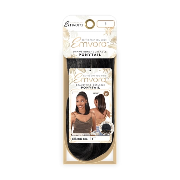 Emvora Electric Era 15 inch Synthetic Drawstring Pony Tail Medium Long Wig Color 1
