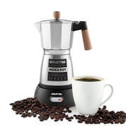 Gourmia Electric Moka Pot, Espresso Maker, 3 6 Cup, 550W, Silver