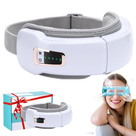 Electric Eye Massager with Heat & Music, Foldable Eye Mask for Strain, 5 Massage Modes, Perfect Relaxation Birthday Gifts for Dad, Mom, Men, Women