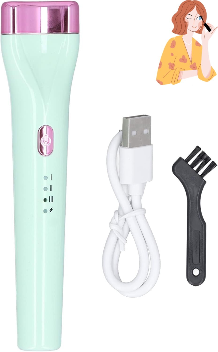 Electric Eyelash Curler Rechargeable Heated 3 Modes Long Lasting Curved Design for Ideal Lash Lift Type C Charging ABS Silicone (Green)