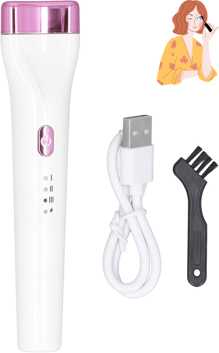 Electric Eyelash Curler Rechargeable Heated 3 Modes Long Lasting Curved Design for Ideal Lash Lift Type C Charging ABS Silicone (White)