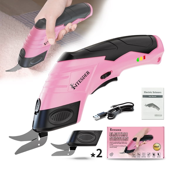 Electric Fabric Cutting Scissors, USB Rechargeable Precision Cutter, Adjustable Settings, For Clothing Cardboard Craft, Orange Pink Available