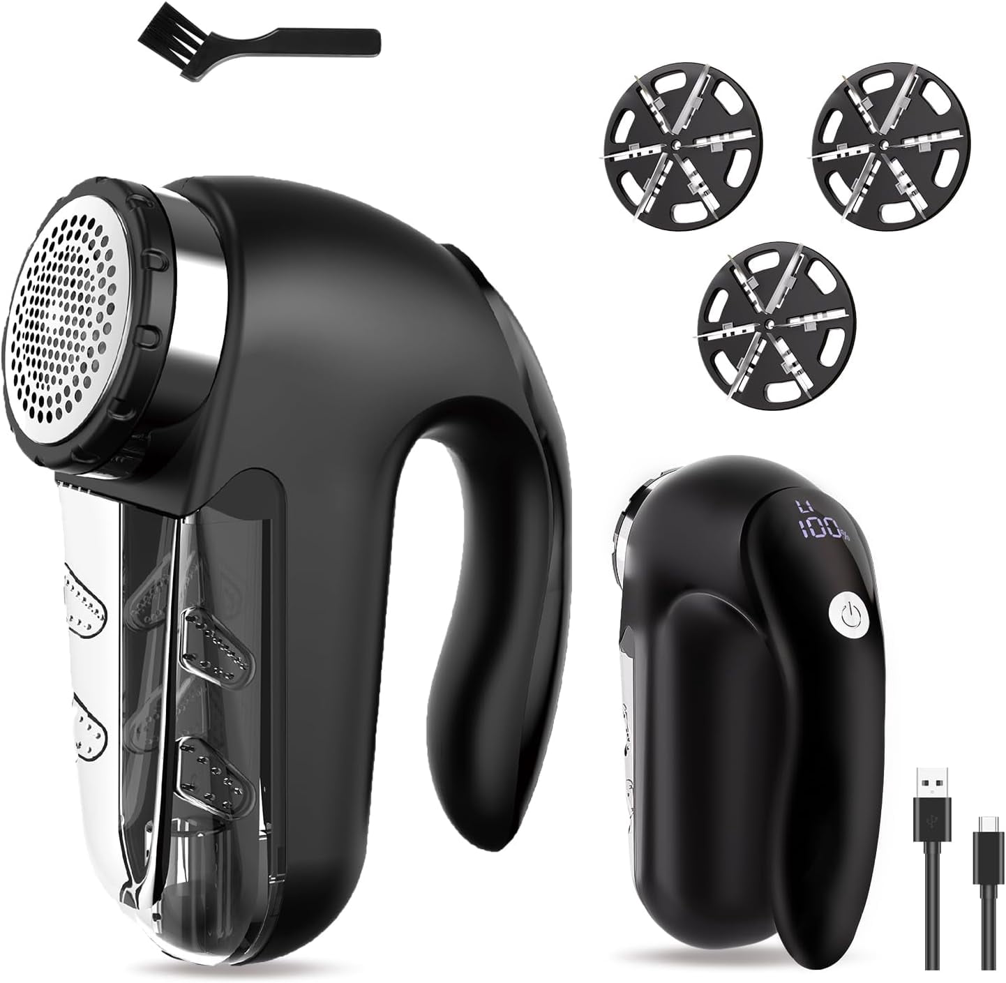 Electric Fabric Shaver LED Display 2-Speed Rechargeable Lint Bobble ...