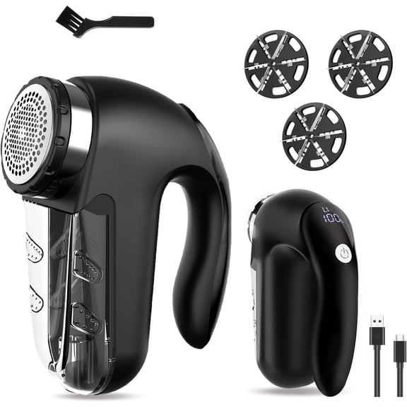 Electric Fabric with LED Display, 2-Speeds Remover, Rechargeable Sweater , Fuzz Bobble Remover for Fabric Fleece Curtains Clothes, Black