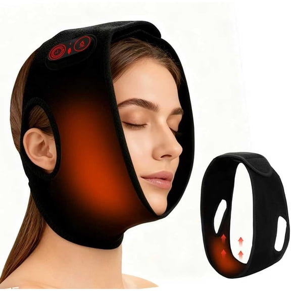 Electric Face Heating Pad, Cordless Face Heat Wrap for TMJ Relief, Rechargeable Face Warmer with 3 Heat and Time Settings, Ear Hole Design for Easy Wearing, Heating Band for Jaw Chin Wisdom Teeth