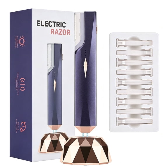 Electric Facial Hair Remover for Women, 3-Speed Face Razor with LED Light, 9 Replacement Blades, Sonic Dermaplaning Tool, Rechargeable Peach Fuzz Hair Removal