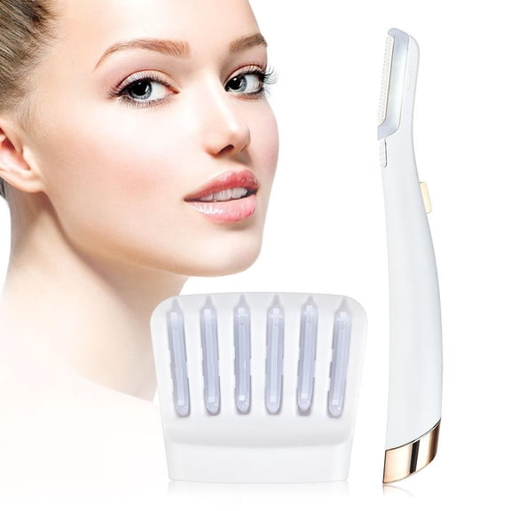 Electric Facial Hair Remover for Women LED Light Eyebrow Trimmer & Upper Lip Hair Removal, Painless Precision Face Razor for Peach Fuzz, Chin, Mustache, Portable Rechargeable Beauty Grooming Kit