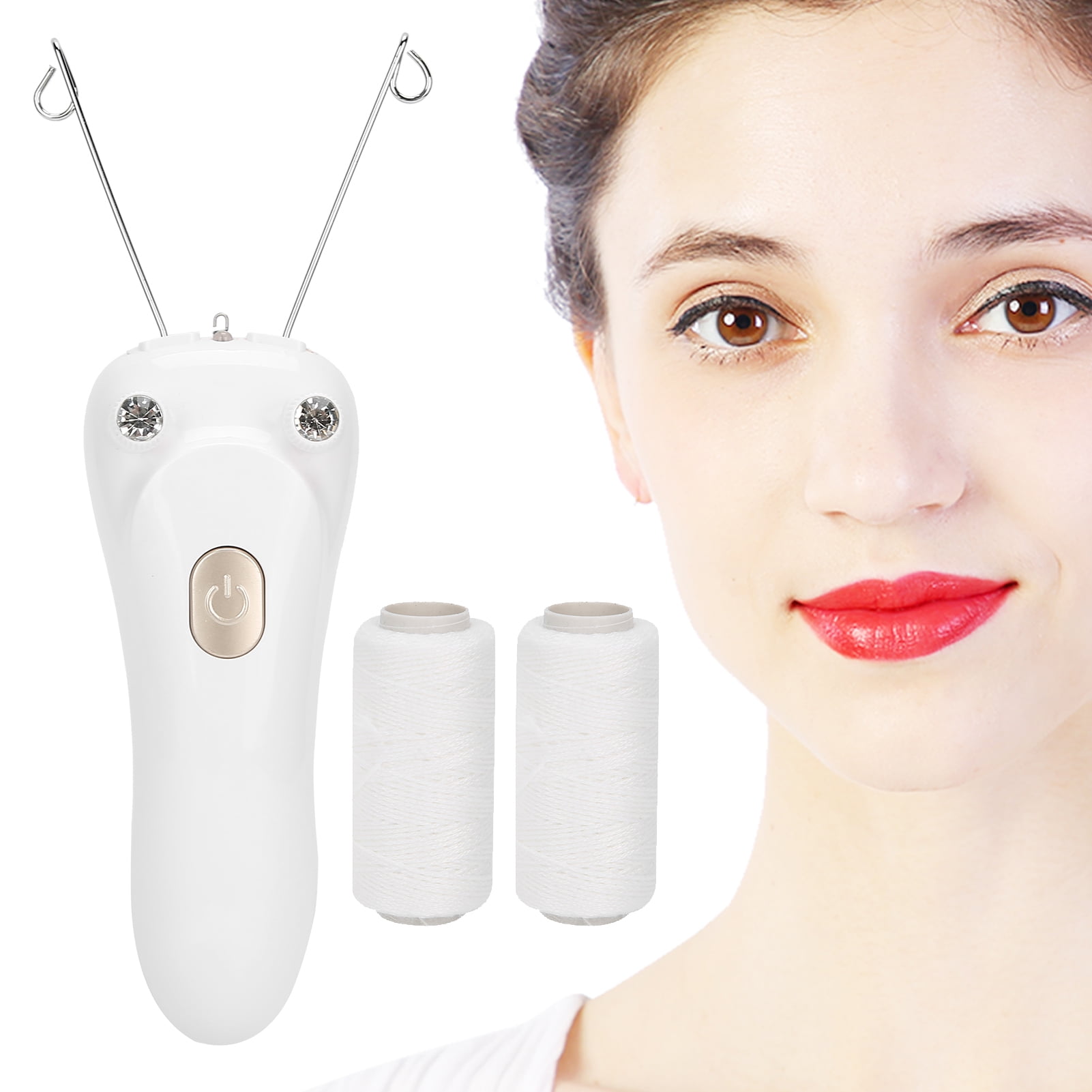 Electric Facial Hair Remover for Women, Electric WhitePink Threading