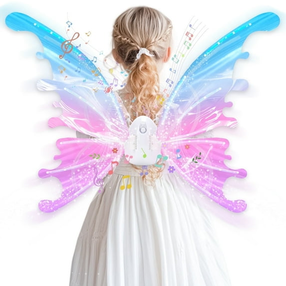 Fairy Wings for Girls, Electric Butterfly Wings with Light & Music, Dress Up for Girls 3-6 Year Old, Birthday Christmas Gifts for Girls - DIY Assembly