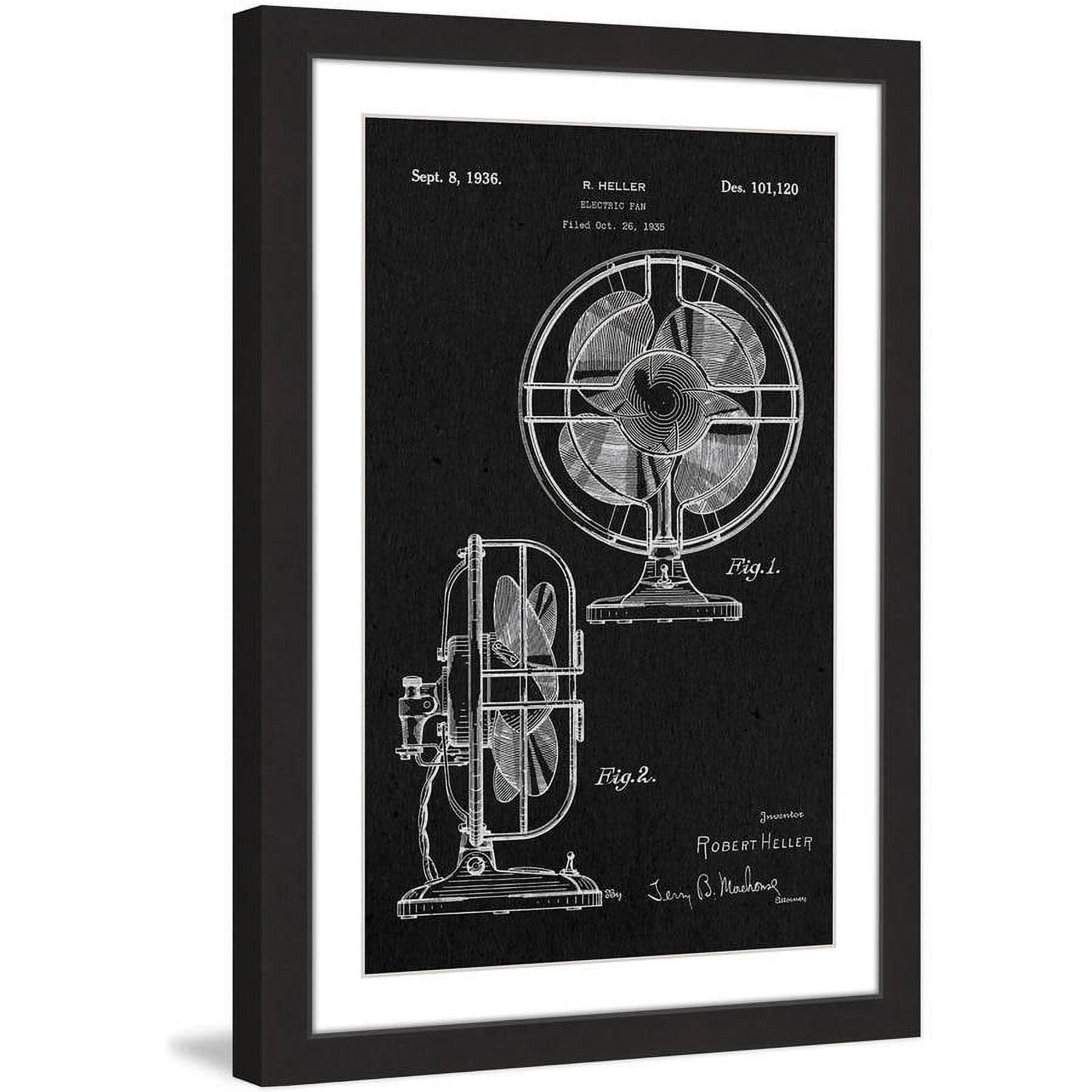 "Electric Fan 1935 Black Paper" Framed Painting Print
