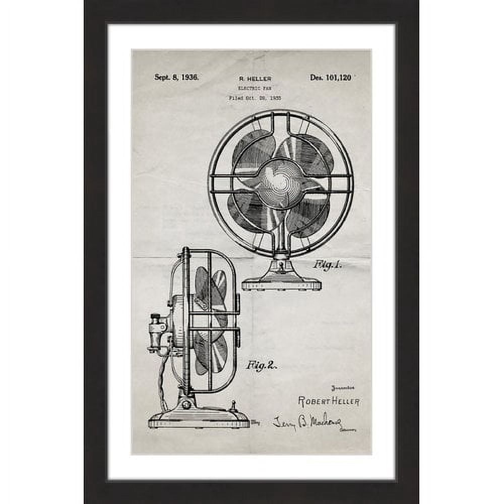 "Electric Fan 1935 Old Paper" Framed Painting Print