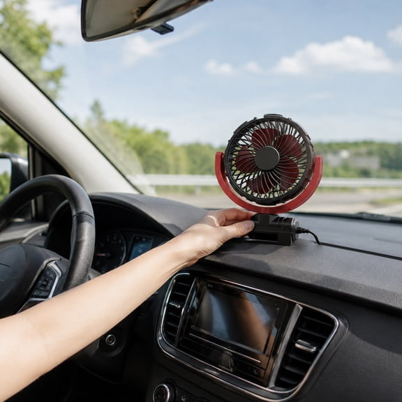 Electric Fan Portable, Portable Usb Fan, 360, Mini Size, Multi Mounting, Vehicle Dashboard, Indoor Office, Black Red, 1 Pc