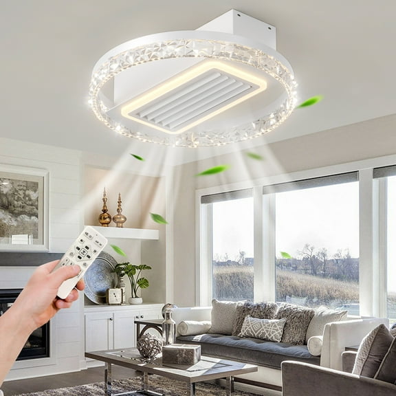 Electric Fans 20inch Modern Leafless Ceiling Fan with Remote Control Removable and Washable, Reversible Motor,Ceiling Fans