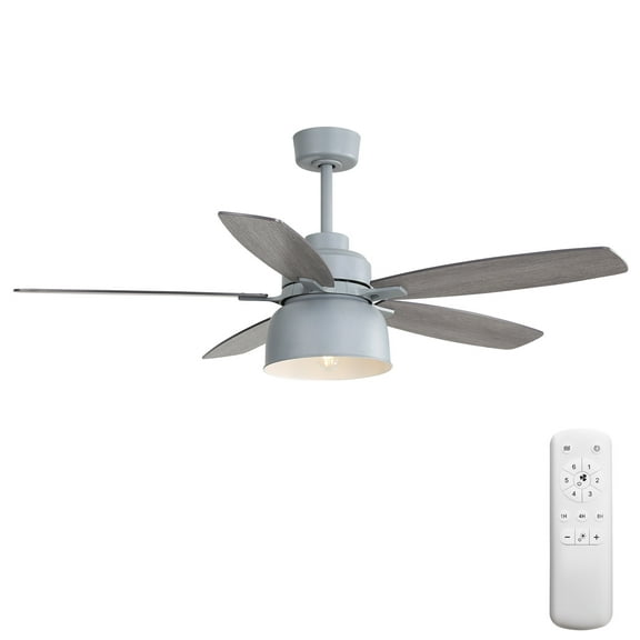 Electric Fans 52-Inch Premium Cement Gray Ceiling Fan With Light,E26 Bulb Included,Remote Control,DC Motor,5 Plywood Blades,Ceiling Fans