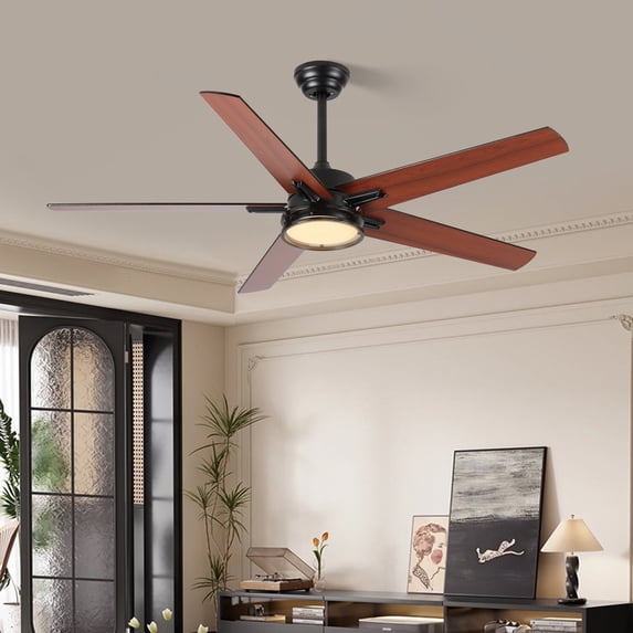 Electric Fans 52in Ceiling Fans with Lights, Black Modern Ceiling Fan with Remote, Farmhouse Indoor Ceiling Fan , Bright LED Light.,Ceiling Fans