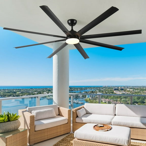 Electric Fans 84 In Super Large Black Ceiling Fan with Remote Control,Ceiling Fans