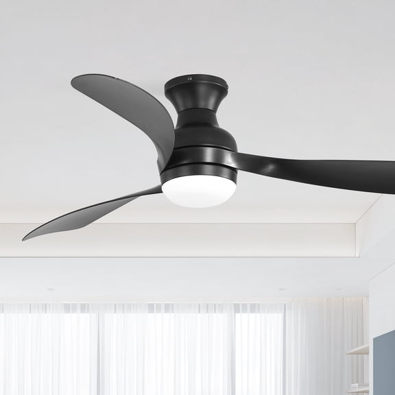 Electric Fans Sofucor 1 PC 52-Inch Fulsh Mount Ceiling Fan With Light,18W LED Dimmable Light With Memory Function,DC Motor,1/4/8H Timer Setting,Ceiling Fans