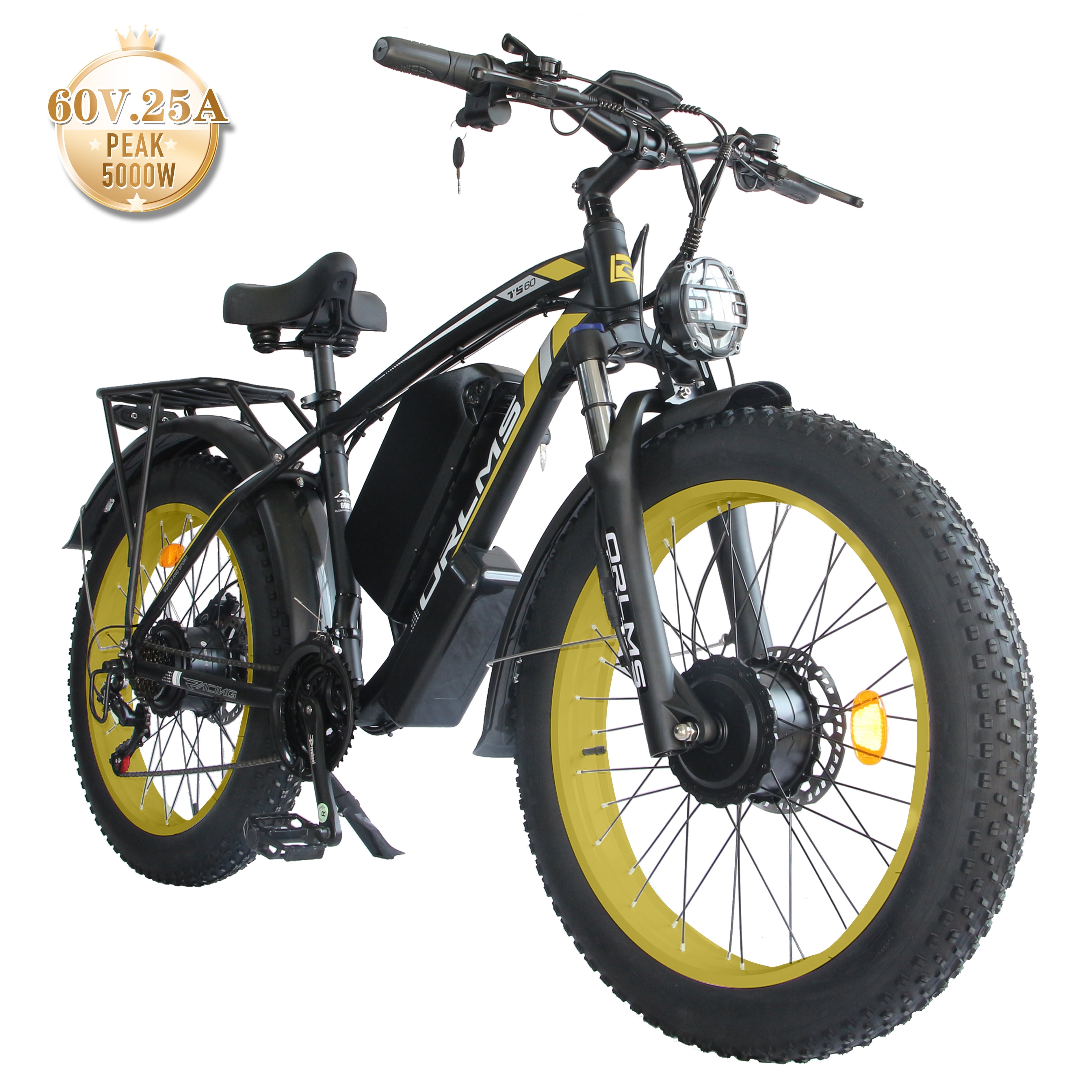 Electric Fat Tire Bike for Adults,5000W Dual Motor Electric Bicycle,Max 45MPH 26"x4.0 Off-Road Mountain Ebike,60V 25AH,UL2849