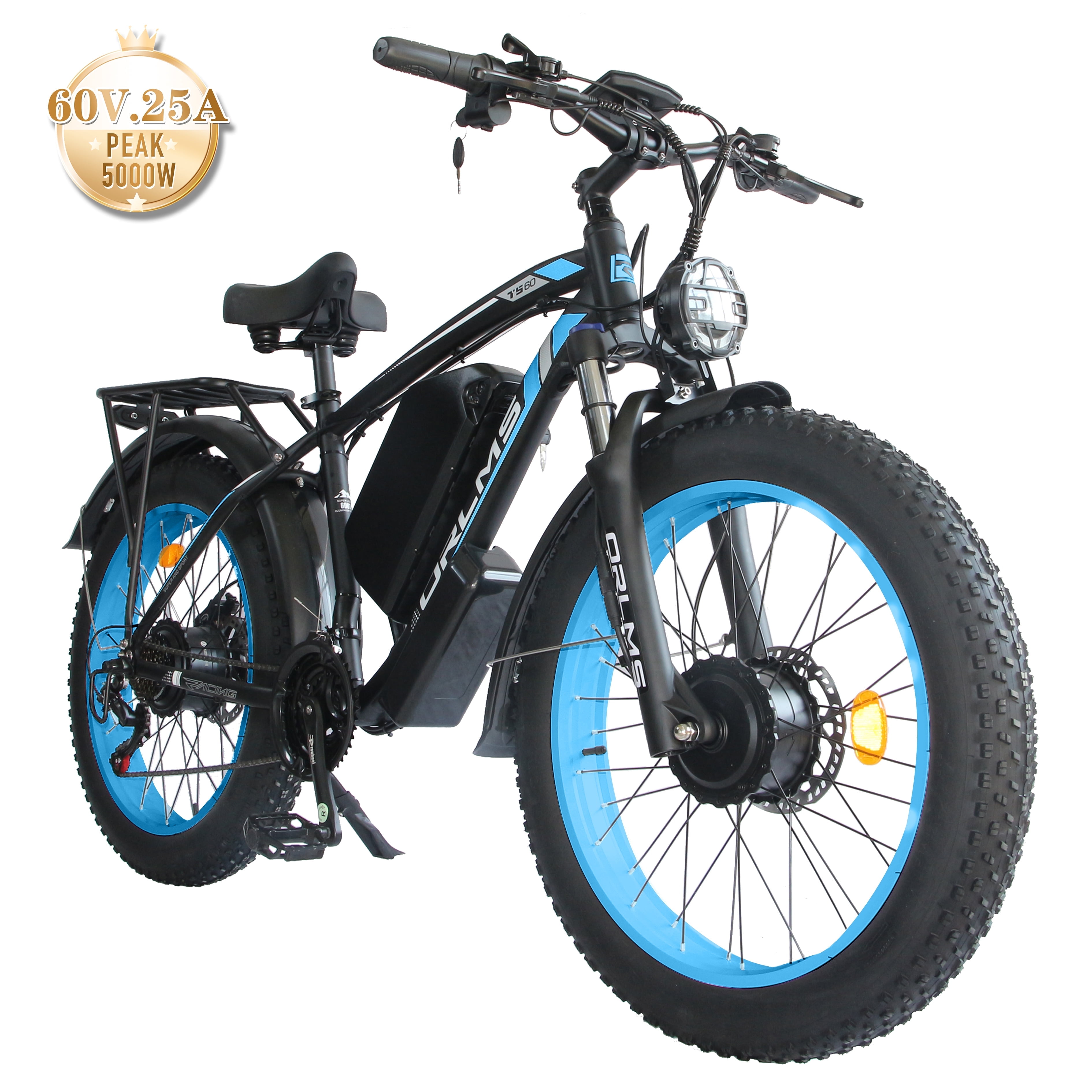 Electric Fat Tire Bike for Adults,5000W Dual Motor Electric Bicycle,Max 45MPH 26"x4.0 Off-Road Mountain Ebike,60V 25AH,UL2849