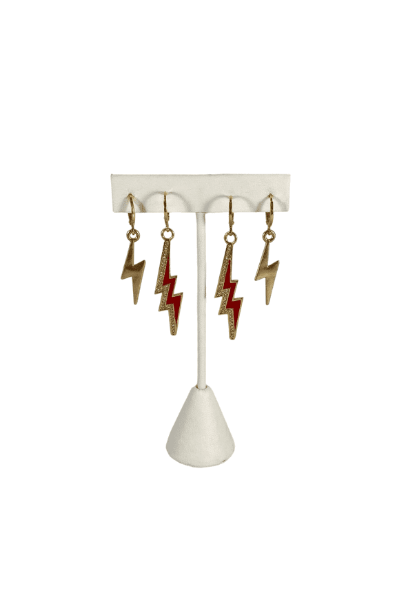 Electric Feel Stack Huggie Hoop Earrings in Gold gold|red