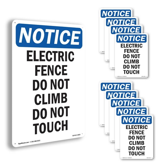 Electric Fence Do Not Climb Do Not Touch OSHA Notice Aluminum Sign 10 Inch x 7 Inch - 10 Pack