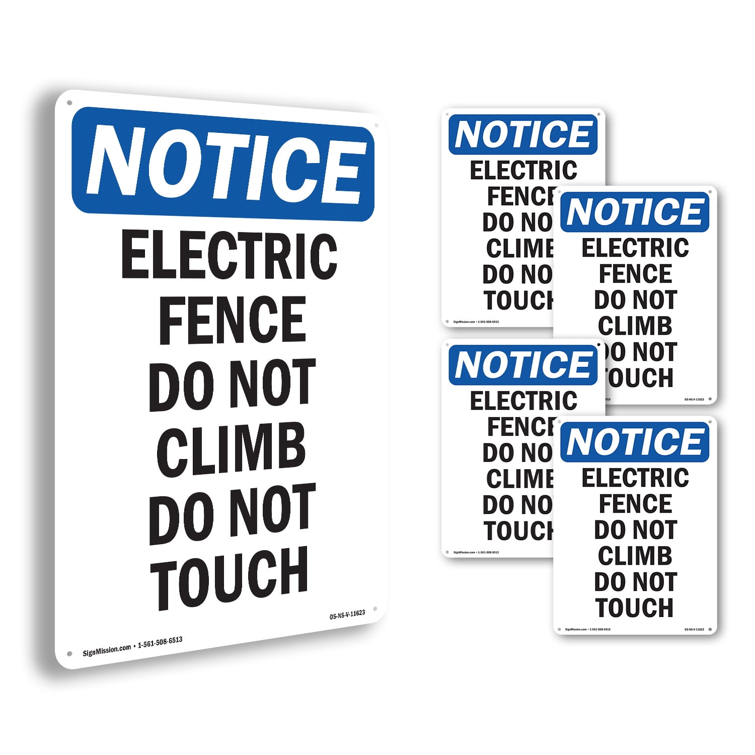 Electric Fence Do Not Climb Do Not Touch OSHA Notice Rigid Plastic Sign ...