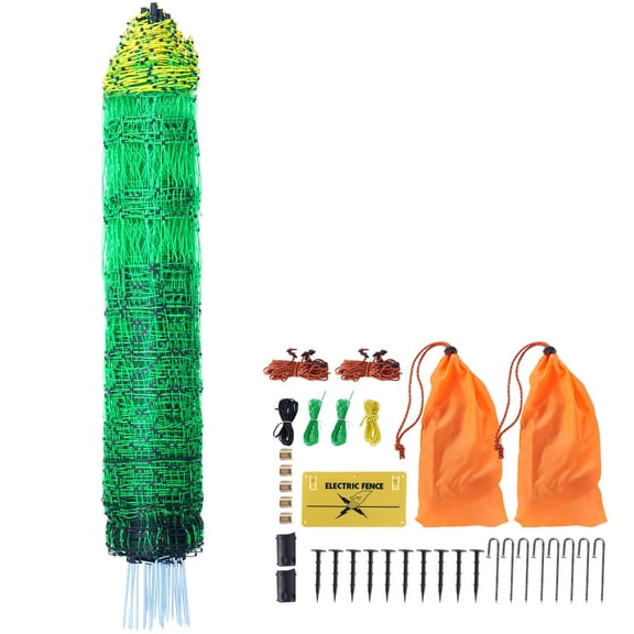 Electric Fence Netting Kit, 42 Inch High x 164 Feet Long, Portable PE Mesh with Stakes for Deer, Pigs, Livestock - Farm&Ranch Barrier Fence