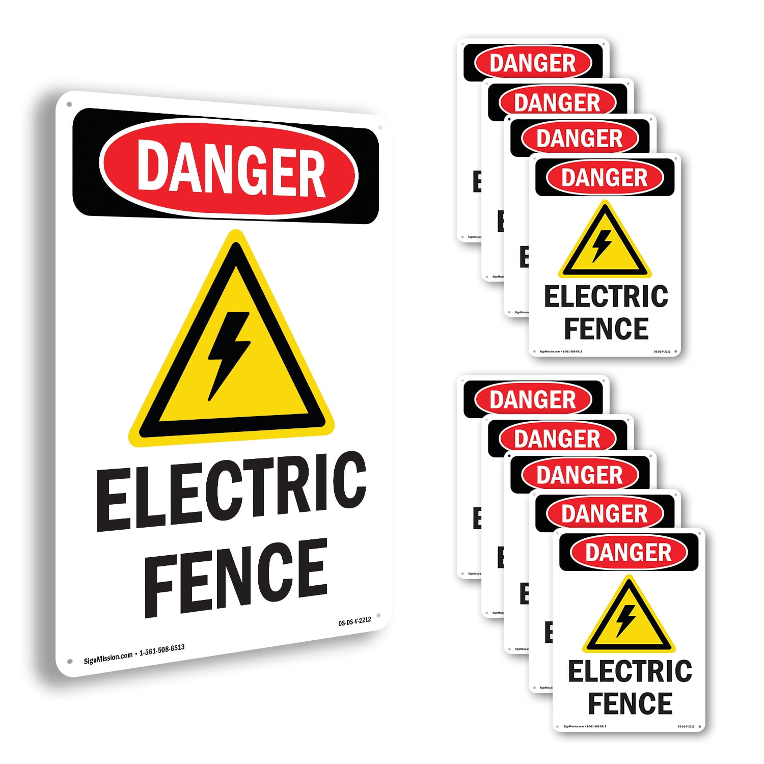 Electric Fence OSHA Danger Aluminum Sign 18 Inch x 12 Inch - 10 Pack ...
