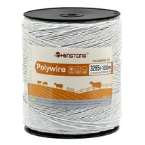Electric Fence Poly wire for Fencing 3280ft 6 Stainless Steel Conductors UV-Resistant, White