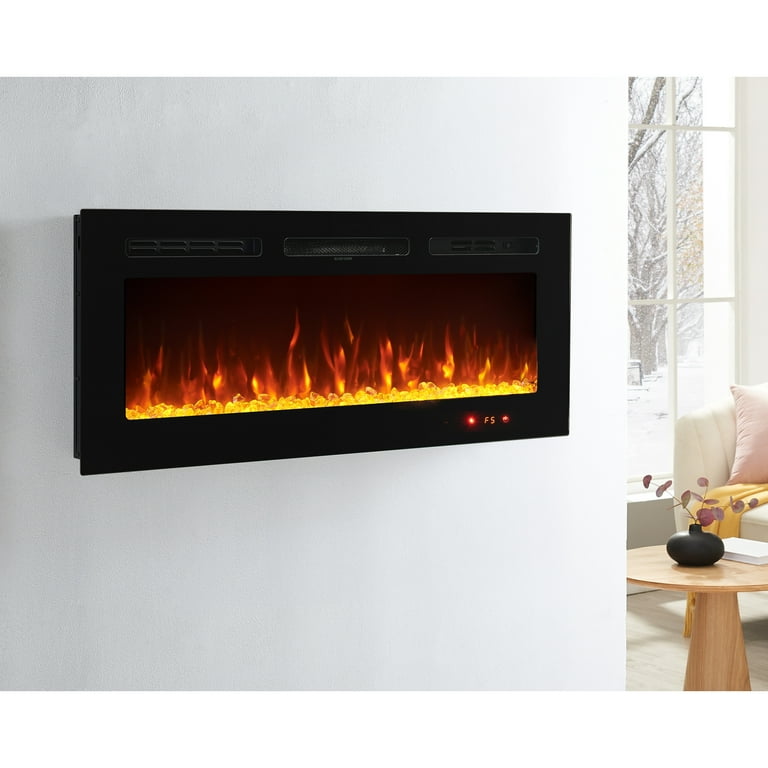 40 in. 5,100 BTU Recessed In-Wall Electric Heater Smokeless Fireplace with 3-Changeable Flame Color and Remote Control 40 in. 5,100 BTU Recessed In-Wall Electric Heater Smokeless Fireplace with 3-Changeable Flame Color and Remote Control