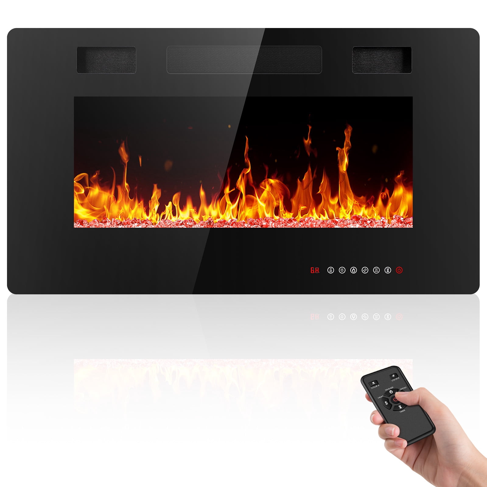 Fireplace Timer Electric Fireplace 30 inch, Recessed and Wall Mounted Electric ...