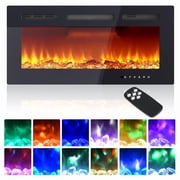 Electric Fireplace,36-Inch Recessed & Wall-Mounted Electric Fireplace   Modern LED Fireplace Heater with Remote Control, Adjustable Flame Color & Speed, Timer, Low Noise, 750W/1500W