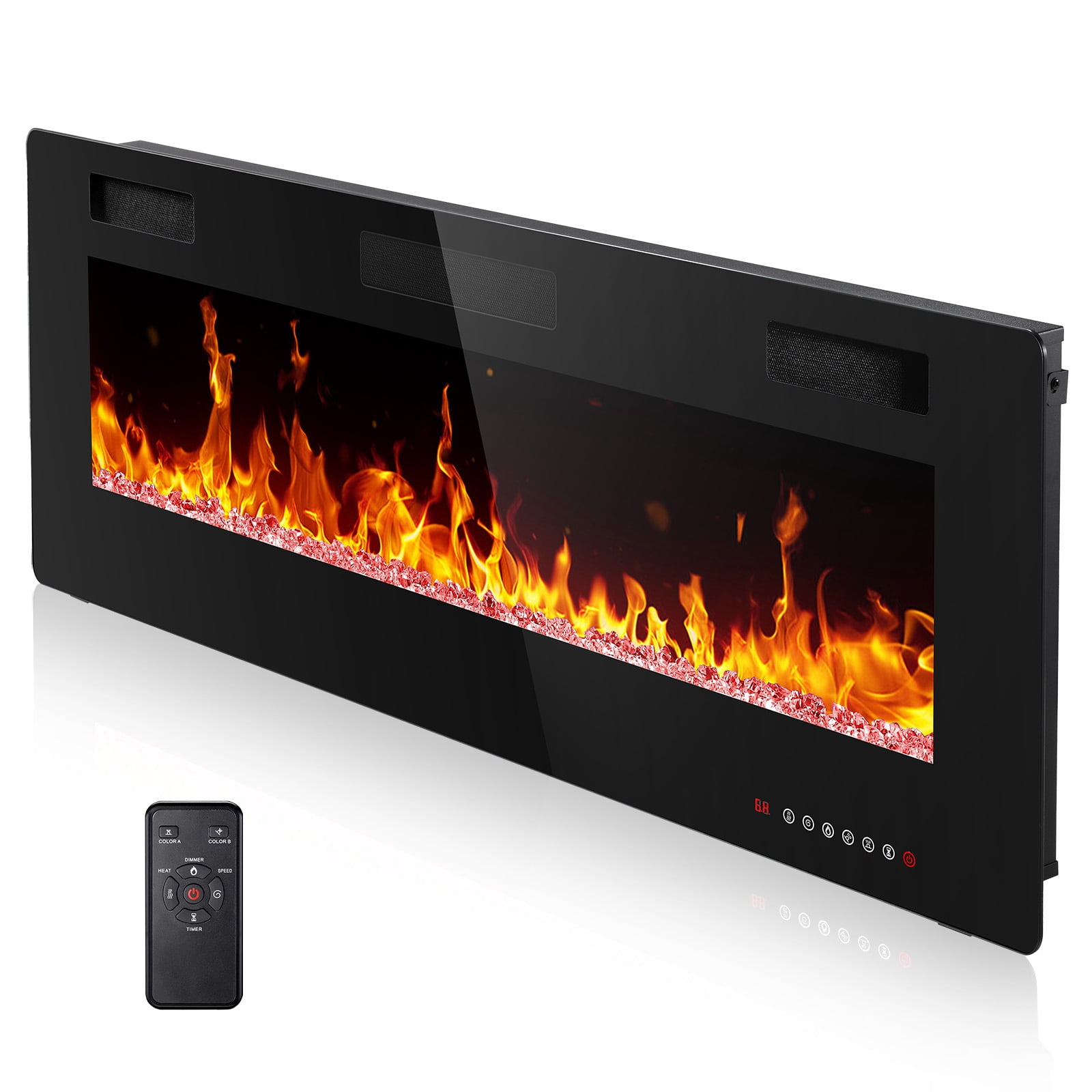 Fireplace Timer Electric Fireplace 50 inch, Recessed and Wall Mounted Electric ...