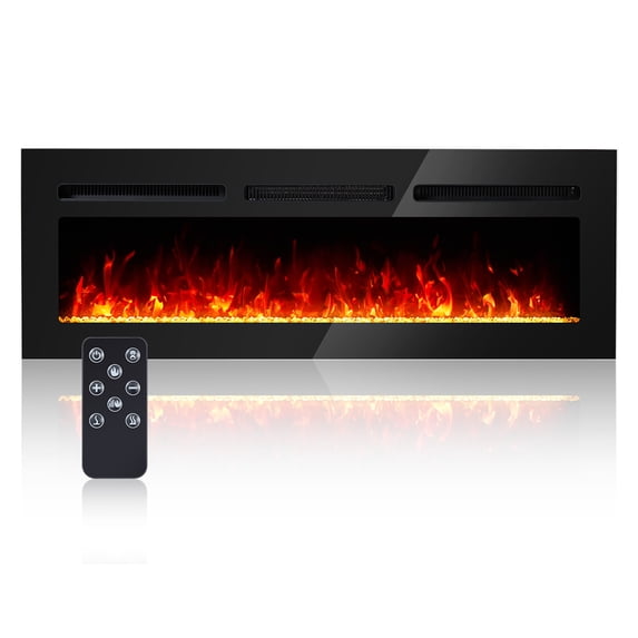 Electric Fireplace 50 inch Recessed and Wall Mounted Electric Fireplace, Remote Control with Timer,Touch Screen,Adjustable Flame Color and Speed,750W/1500W