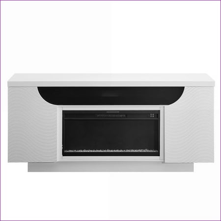 Electric Fireplace, 76" Alessia with LED Flames & Temp Controls | Freestanding | Modern