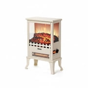 Electric Fireplace, Fireplace Heater 19" Freestanding Infrared - 3-Sided Viewing, Realistic LED Flame, Overheat & Tip-Over Protection for Small Rooms, White