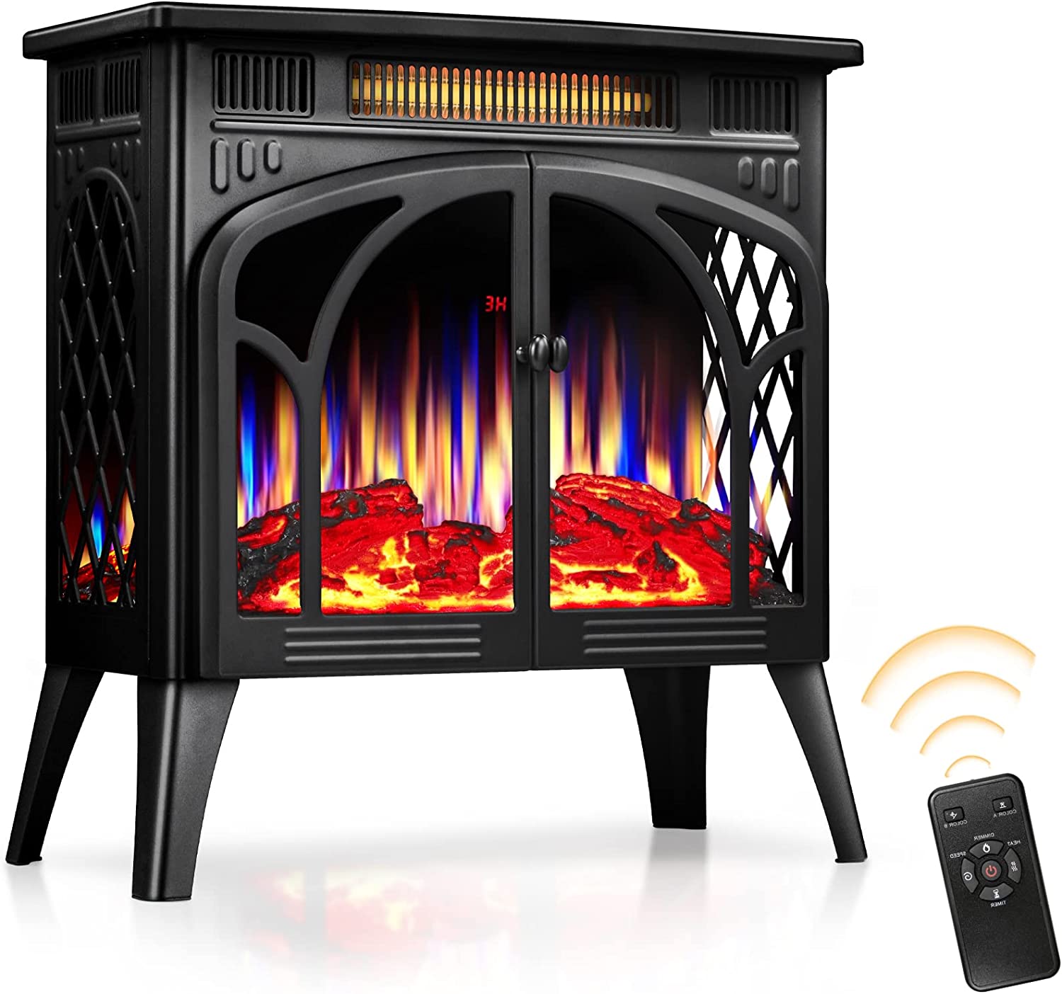 Electric Fireplace, Freestanding Fireplace Heater with Realistic Flame