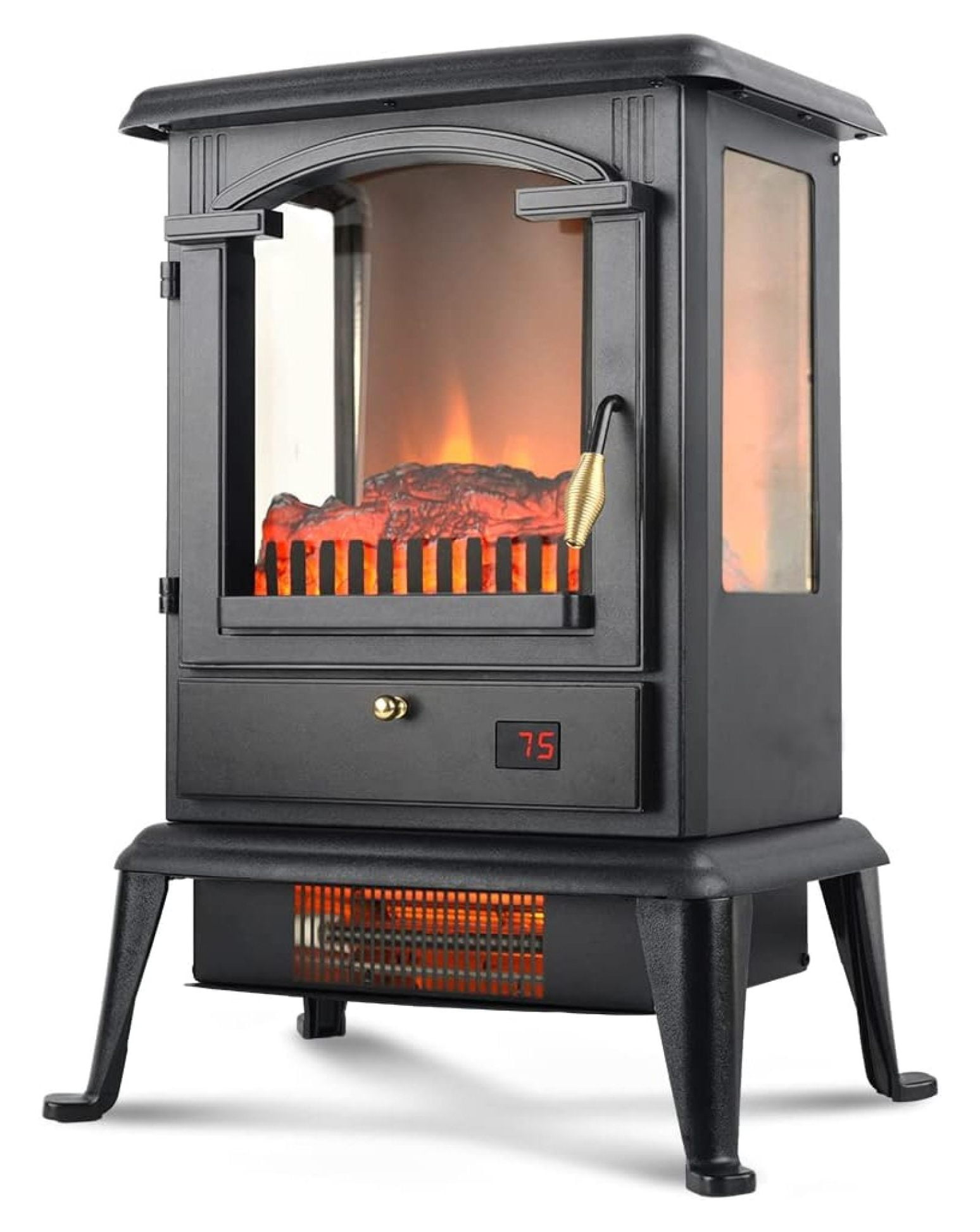 Electric Fireplace Heater with , 22.4" Freestanding Portable Infrared Fireplace Heater Stove with 3-Sides Realistic Flame for Indoor Use, Overheating and Tip-Over Safety, 1000W/1500W