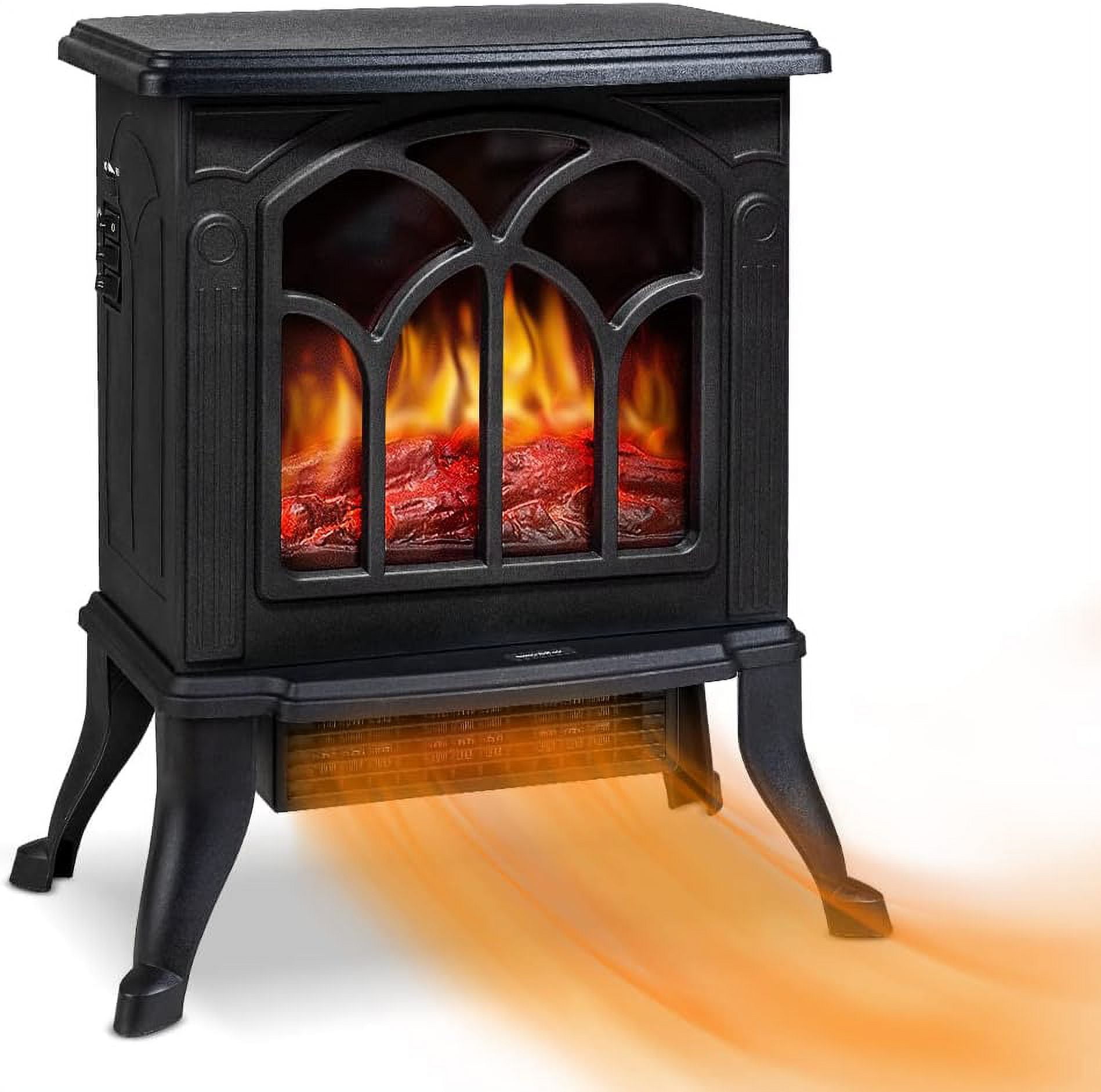 Electric Fireplace Heater, Freestanding Fireplace Stove with Realistic