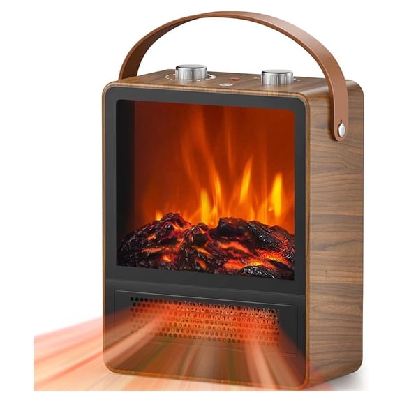 Electric Fireplace Heater for Indoor Use, 1500W/750W Space Heater Fireplace with 3D LED Flame, Double Safety Protection, Portable Fireplace Heater for Home Office Christmas Decoration