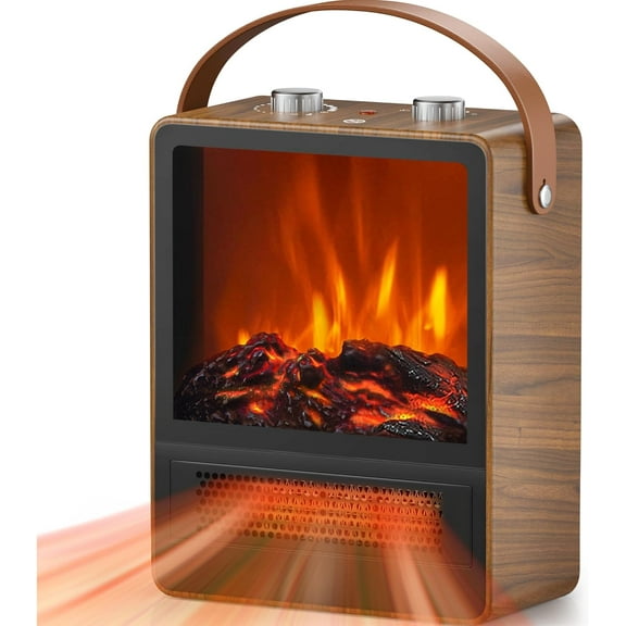 Electric Fireplace Heater for Indoor Use, 1500W/750W Space Heater Fireplace with 3D LED Flame, Double Safety Protection, Portable Fireplace Heater for Home Office Christmas Decoration