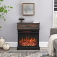 thumbnail image 1 of Electric Fireplace Heater for Inside, 1500W Infrared Heater with Remote Control, Double Door Fireplace Stove w/ 3D Flame and Wall Background, 1-9Hour Timer, 64℉-82℉, 24'', 1 of 9