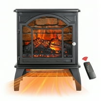 Electric Fireplace Heater Stove, Legahome 18'' Freestanding Infrared Fireplace Heater with Remote Control, 3D Realistic Flame, Adjustable Brightness, Temp Control and Timer, Brick Background